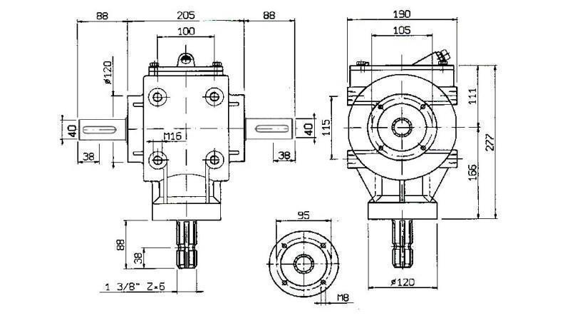 ENGRENAGEM DE ÂNGULO PTO-R11S 1:2 (48HP-35kW)