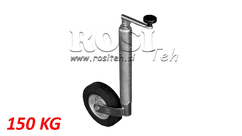 BRAÇO LATERAL ROSCADO COM RODA PARA REBOQUES 220MM 150KG