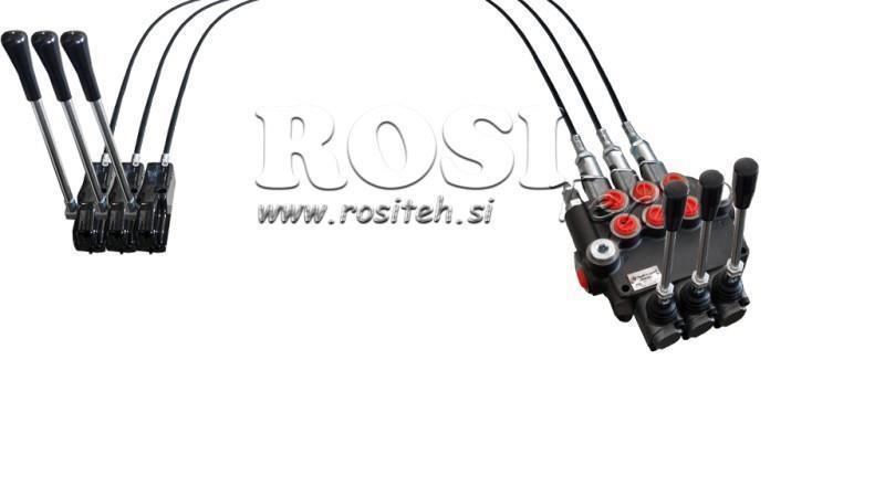 JOYSTICK DE DUPLA ALAVANCA 1.5 m VÁLVULA HIDRÁULICA 3xP80 litros.