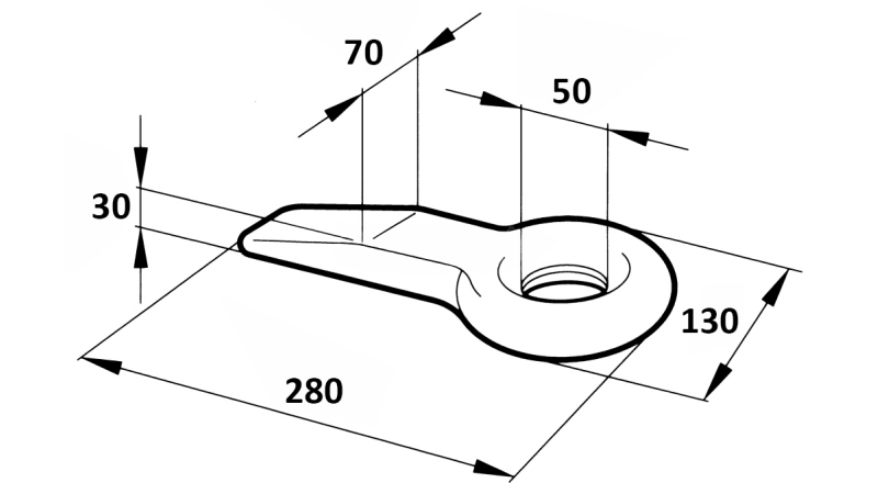 GANCHO DE REBOQUE FIXO FI50 70X30 L280 - 14000KG/2000KG