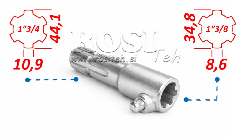 KARDANSKI NASTAVEK Z ZATIČEM iz 1-3/8 na 1-3/4