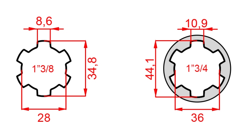 ADAPTADOR CARDÃ COM PINO DE 1-3/4 PARA 1-3/8 (165 mm)