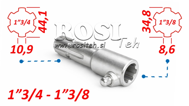 ADAPTADOR CARDÃ COM PINO DE 1-3/8 PARA 1-3/4 (165 mm)