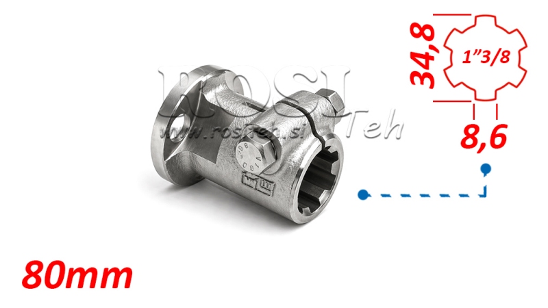 ADAPTADOR CARDÃ COM FLANGE 3 FUROS E PINO 1-3/8 (80 mm)