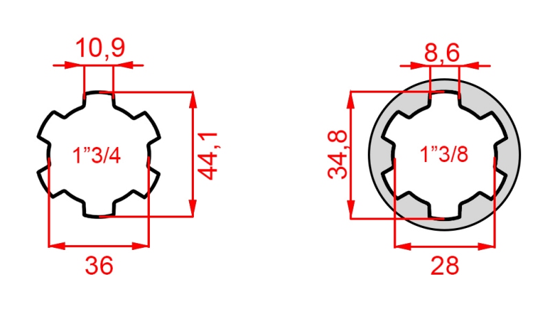 ADAPTADOR CARDÃ COM PINO DE 1-3/8 PARA 1-3/4 (165 mm)