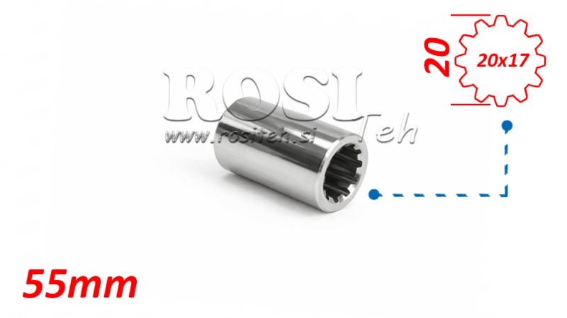 ADAPTADOR CARDÃ BUCHA 20x17 (12 ESTRIAS) (55 mm)