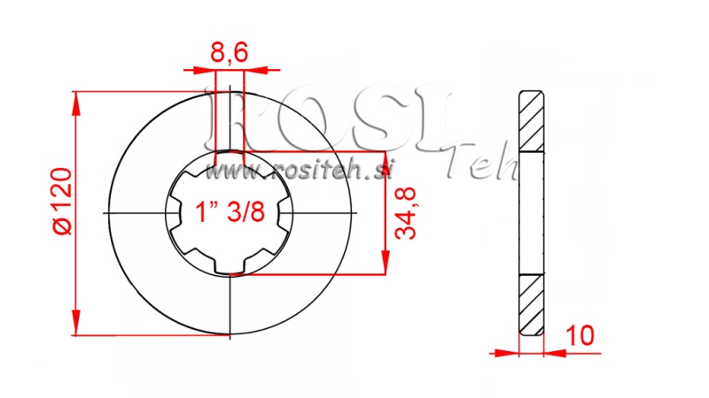 ADAPTADOR CARDÃ COM FLANGE E PINO 1-3/8 (80 mm)