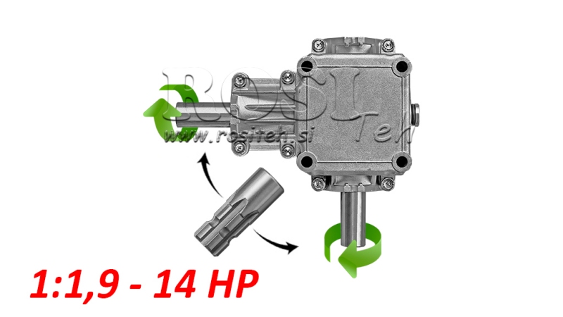 CAIXA DE CÂMBIO ANGULAR P.T.O. 1:1.9 (14HP-10KW)
