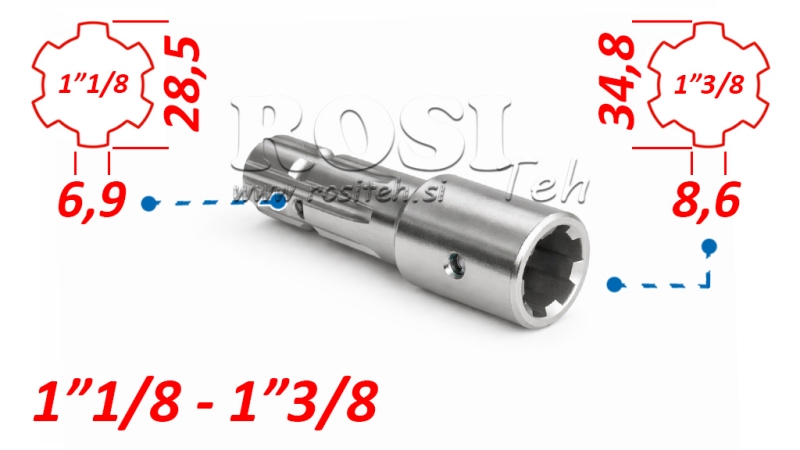 ADAPTADOR CARDÃ DE 1-3/8 PARA 1-1/8 (140 mm)