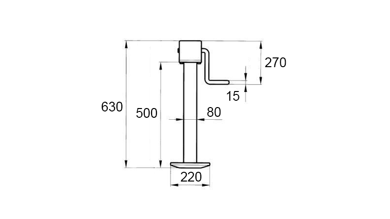 PERNA DE APOIO ROSCADA (ALTURA 630 mm - CURSO 350 mm) - 1.800 kg