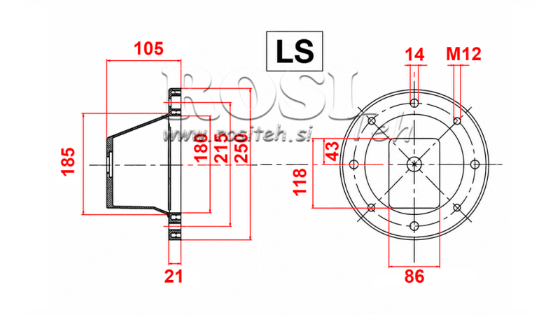 FLANGE HIDRÁULICA - CAMPANA LS250 (EM2,2-4KW/GR1)