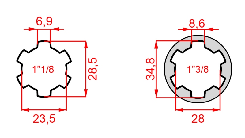 ADAPTADOR CARDÃ DE 1-3/8 PARA 1-1/8 (140 mm)