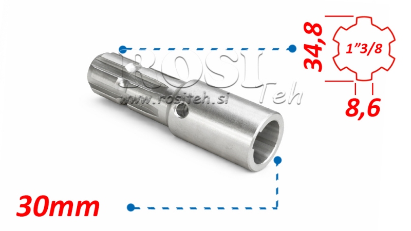 ADAPTADOR CARDÃ 1-3/8 - FURO fi 30 mm (145 mm)