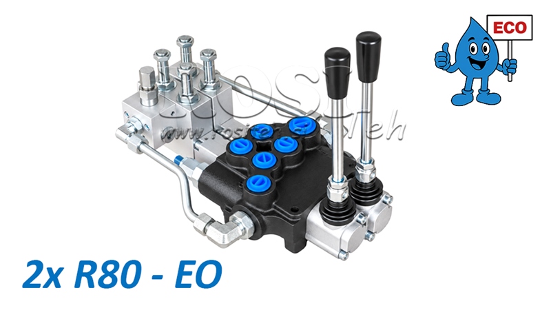 VÁLVULA HIDRÁULICA ELETRO-MANUAL (SEM BOBINAS) – DISTRIBUIDOR DE 2 SECÇÕES 2xR80-EO ECO