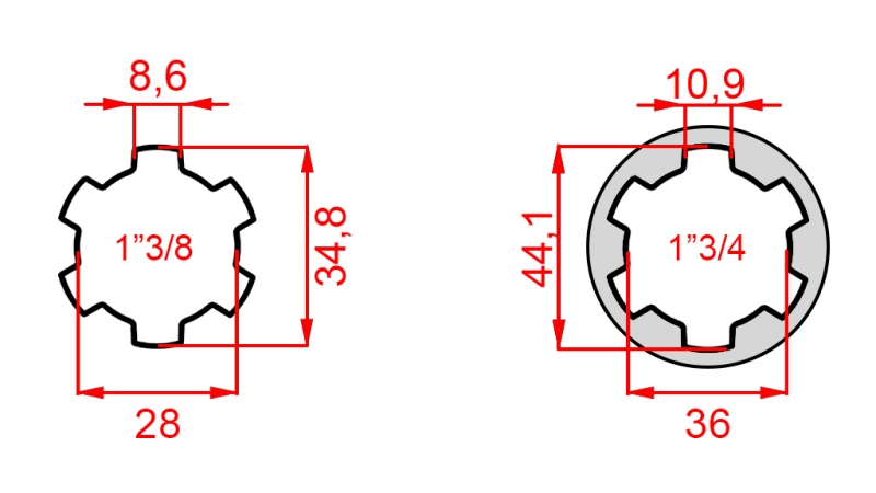 ADAPTADOR CARDÃ DE 1-3/4 PARA 1-3/8 (165 mm)