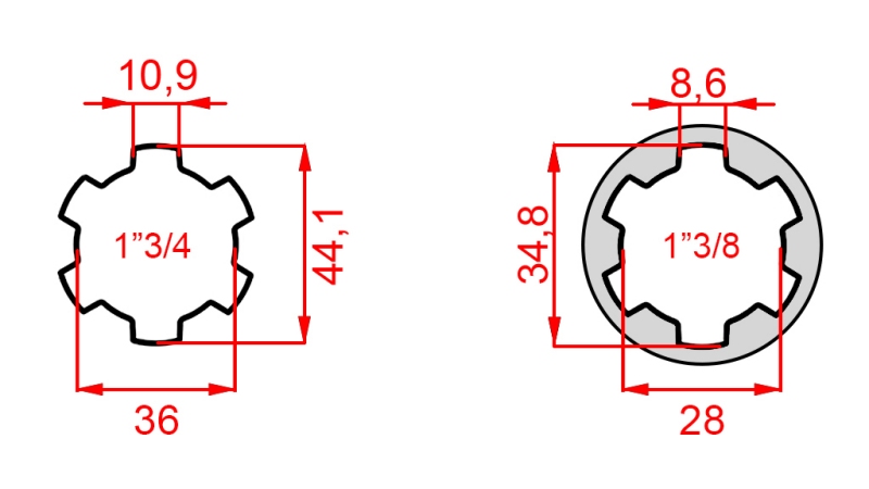 ADAPTADOR CARDÃ DE 1-3/8 PARA 1-3/4 (150 mm)