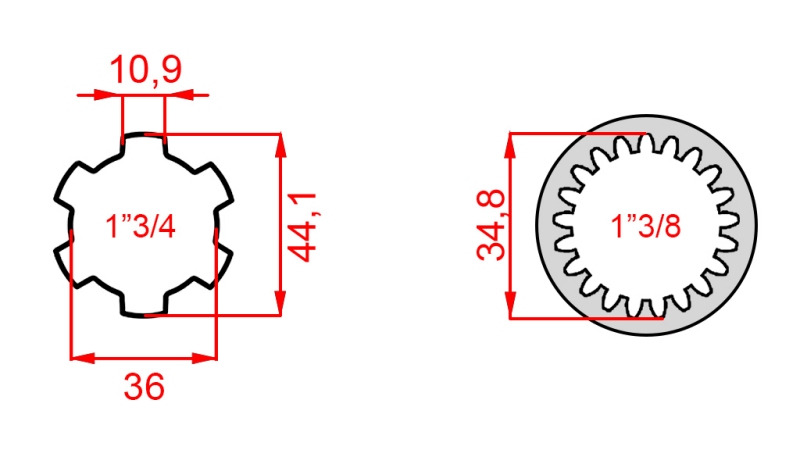 ADAPTADOR CARDÃ DE 1-3/8 (21 ESTRIAS) PARA 1-3/4 (150 mm)