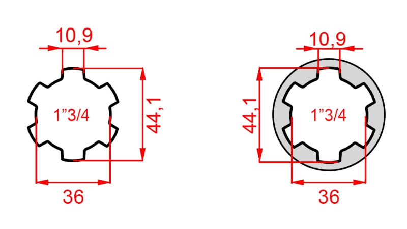 ADAPTADOR CARDÃ DE 1-3/4 PARA 1-3/4 (165 mm)