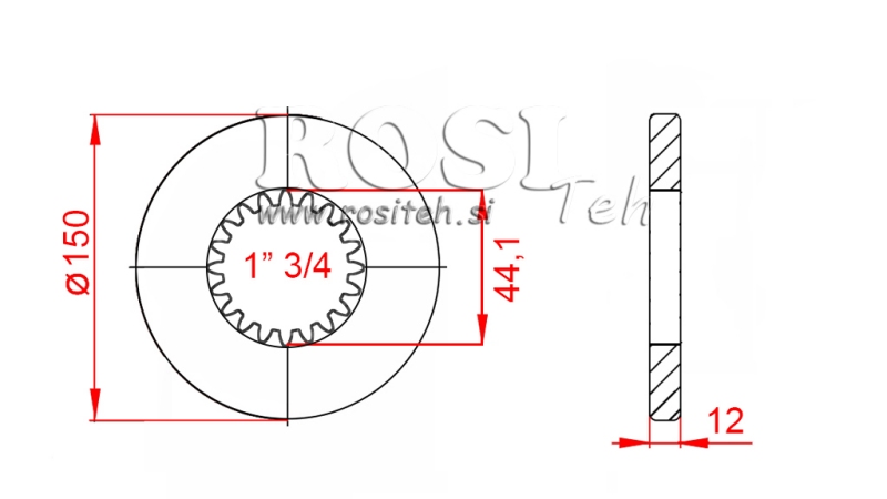 ADAPTADOR CARDÃ COM FLANGE E PINO 1-3/4 (80 mm) (20 ESTRIAS)