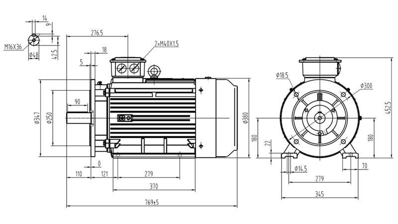 MOTOR ELÉTRICO Y3 180L-4_1470RPM 3FASE PÉS+FLANGE-B3B5