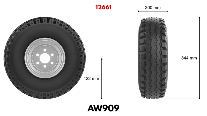 11,5/80-15,3 PNEU AW909 (14 PR) COM JANTE 9,00 x 15,3