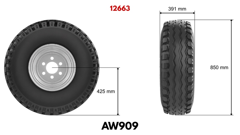 15,0/55-17 PNEU AW909 (14 PR) COM JANTE 13,00 x 17