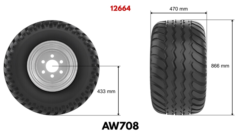 19,0/45-17 PNEU AW708 (14 PR) COM JANTE 16,00 x 17