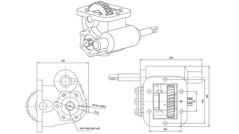 Dimensões DA BOMBA HIDRÁULICA - ZF- MB 800 LATERAL