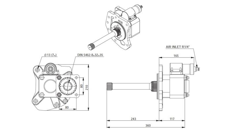 Dimensões DO MOTOR HIDRÁULICO - MERCEDES G155 - 2 ACTROS