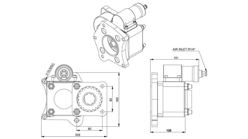 Dimensões DE SAÍDA PARA BOMBA HIDRÁULICA - MERCEDES 352-2