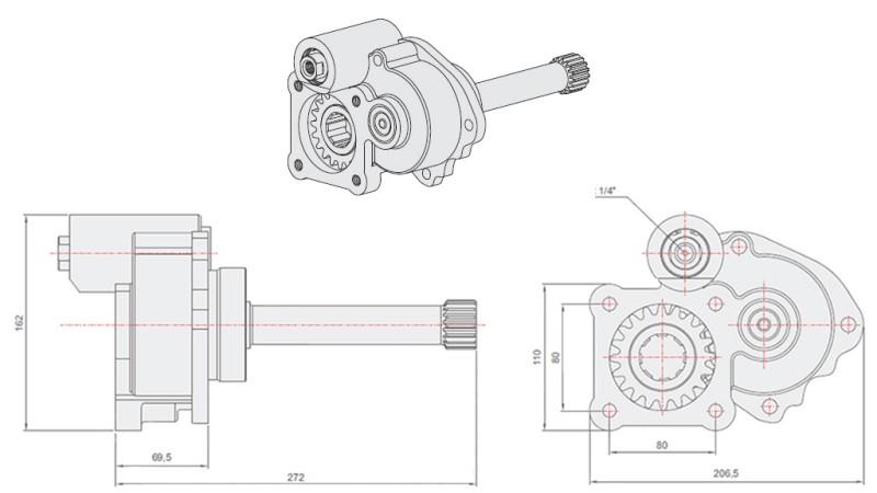 Desenho técnico BOMBA HIDRÁULICA - MERCEDES G3/65-90 UNIMOG