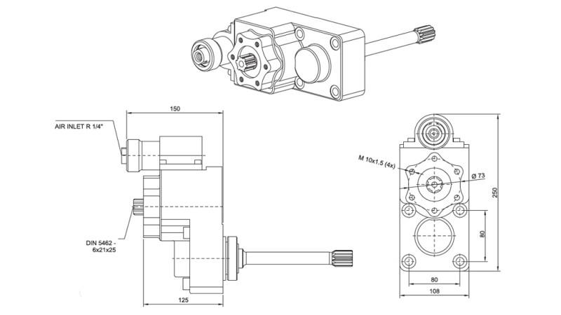 Dimensões DE SAÍDA PARA BOMBA HIDRÁULICA - IVECO 2870