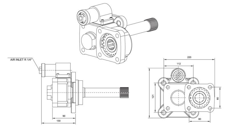 Dimensões DE SAÍDA PARA BOMBA HIDRÁULICA - VOLVO SR-1700-2