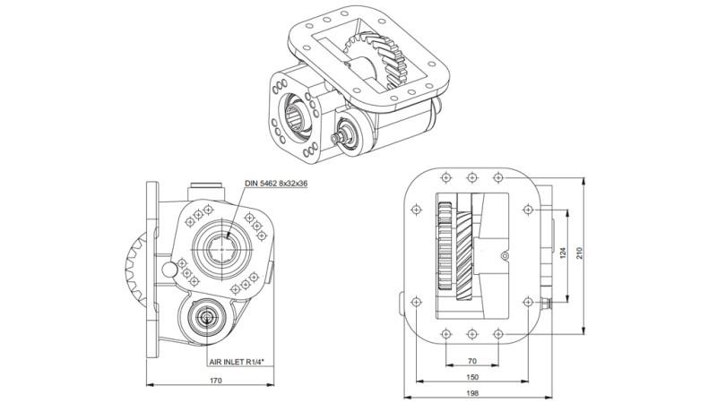 Dimensões DE SAÍDA PARA BOMBA HIDRÁULICA - SCANIA GRS 900