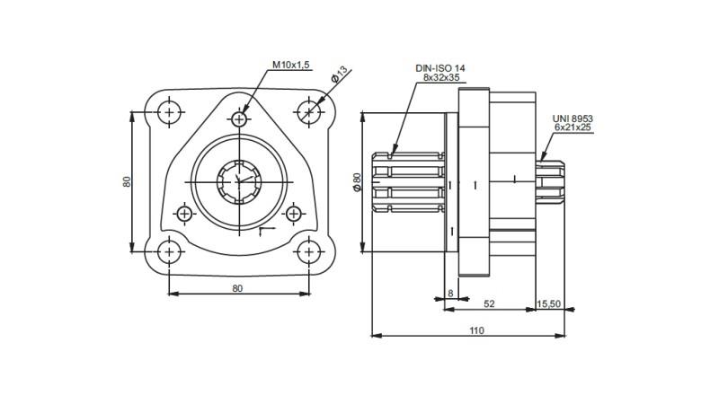 ADAPTADOR DIMENSÕES 4X3 PARA BOMBA DE FERRO FUNDIDO