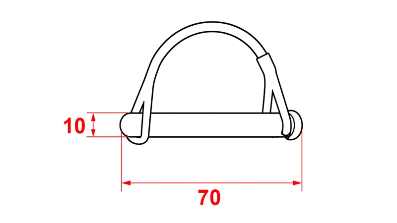 KIT DE PINOS-TRAVA COM ARGOLA Φ 10/70 MM (5PCS)