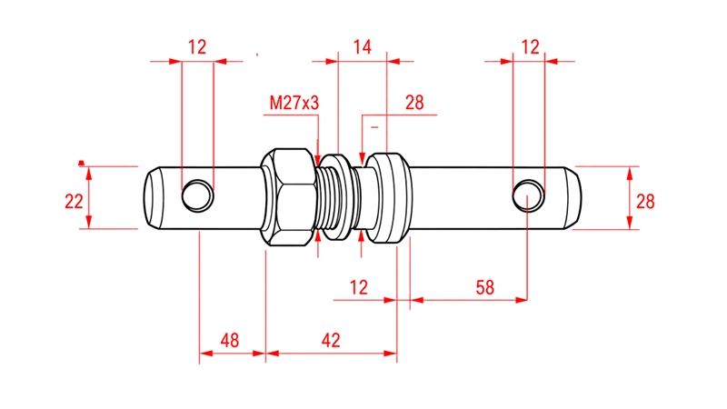 PINO DE ACOPLAMENTO DO IMPLEMENTO FI22/28MM M27X3
