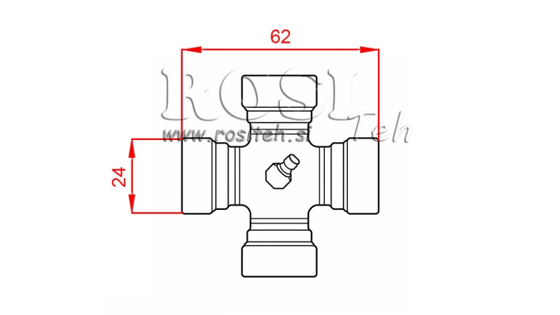CRUZETA F-24,00X62,00 PARA EIXO CARDÃ ECO 790mm 35-60HP STANDARD