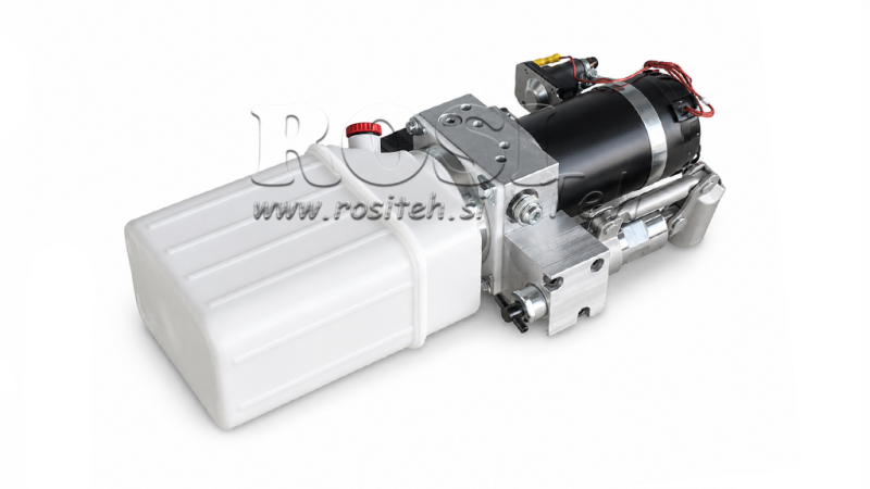 MINI HIDRAVLIČNI AGREGAT 24V DC - 0,8kW = 0,5cc - 1,5 lit - enosmerni sklop (PVC) z ročno črpalko