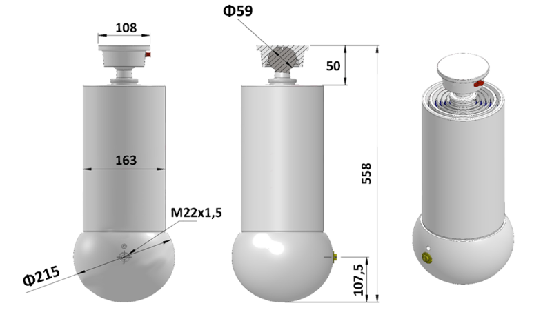 CILINDRO TELESCÓPICO - MEILLER KIPPER - 5 ESTÁGIOS 163 mm 15 ton - CURSO 1650 mm