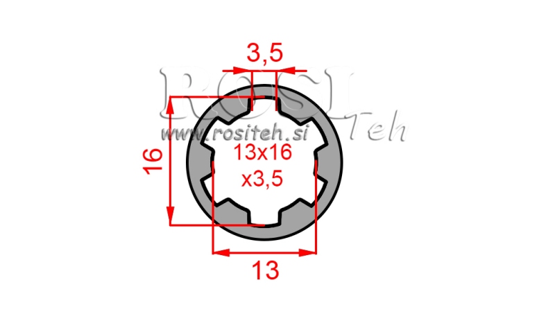 ADAPTADOR CARDÃ BUCHA 13x16x3,5 (6 ESTRIAS) (40 mm)