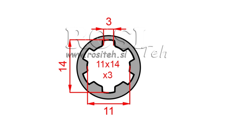 ADAPTADOR CARDÃ BUCHA 11x14x3 (6 ESTRIAS) (40 mm)