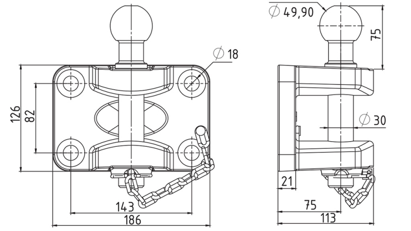 ENGATE COM BOLA PARA REBOQUE DE CARRO