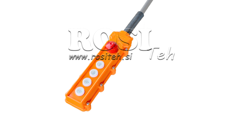 INTERRUPTOR REMOTO CONJUNTO 4 BOTÕES + PARADA DE EMERGÊNCIA EM CAIXA COM CABO