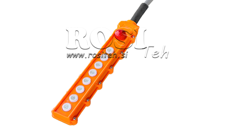 CONTROLE REMOTO 8 BOTÕES + INTERRUPTOR DE EMERGÊNCIA EM CAIXA COM CABO