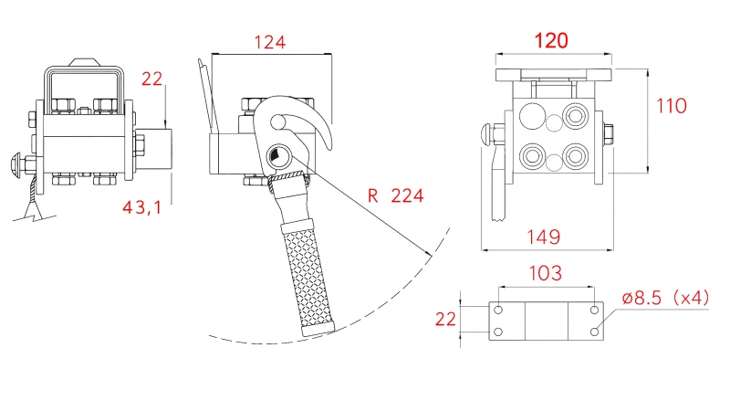 ACOPLAMENTO MULTI-FASTER 3 VIAS BSP 1/4 PARTE FIXA (UMA ALAVANCA)