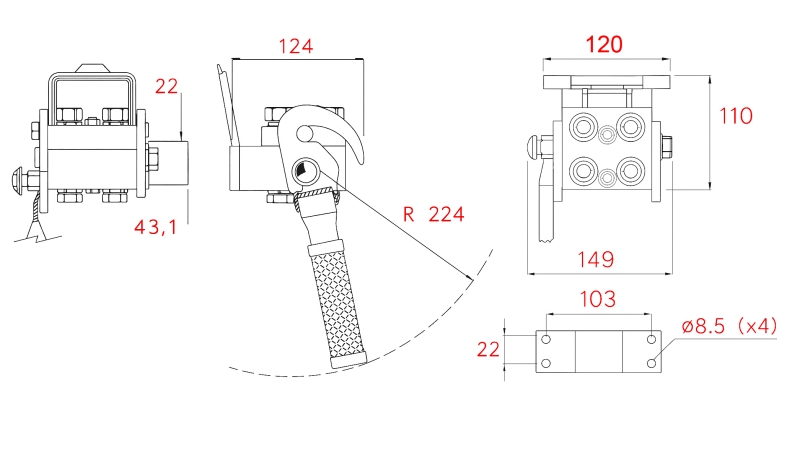 ACOPLAMENTO MULTI-FASTER 3 VIAS BSP 1/4 PARTE MÓVEL (UMA ALAVANCA)