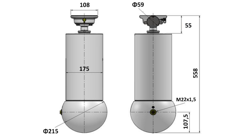 CILINDRO TELESCÓPICO - MEILLER KIPPER - 5 ESTÁGIOS 175 mm 15 ton - CURSO 1650 mm
