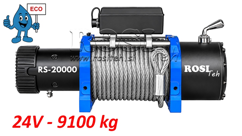 24 V GUINCHO ELÉTRICO RS-20000 - 9100 KG - CABO DE AÇO - ECO