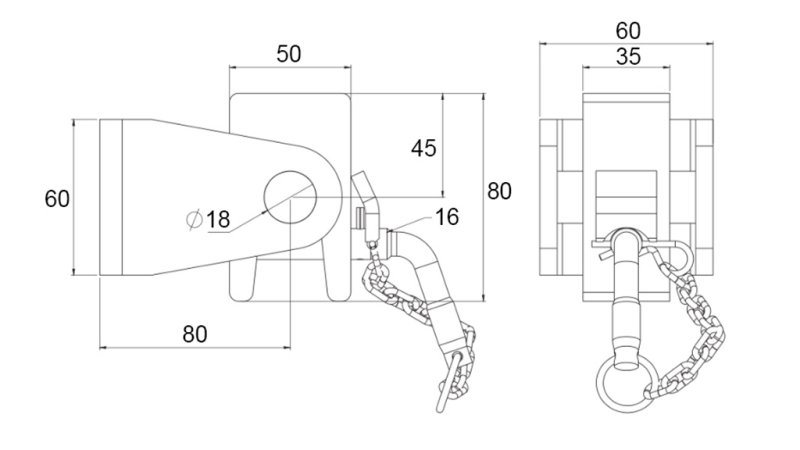 SUPORTE CAÇAMBA BASCULANTE 50x60 - TIPO FORQUILHA - ECO